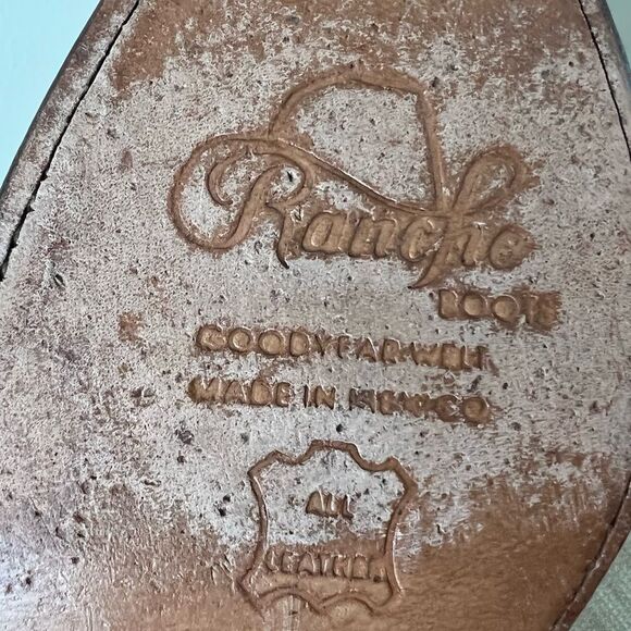 Rancho BIG Boys Cowboy Western boots Tan Sz US 5.5 Made in Mexico Sz 24.5 EE - Picture 6 of 15